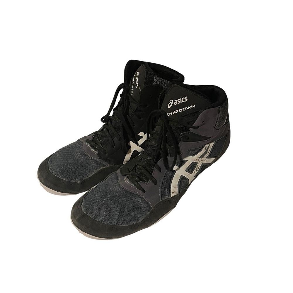 Size 12.5 Asics Snapdown Wrestling Shoes Mens Black White Gray